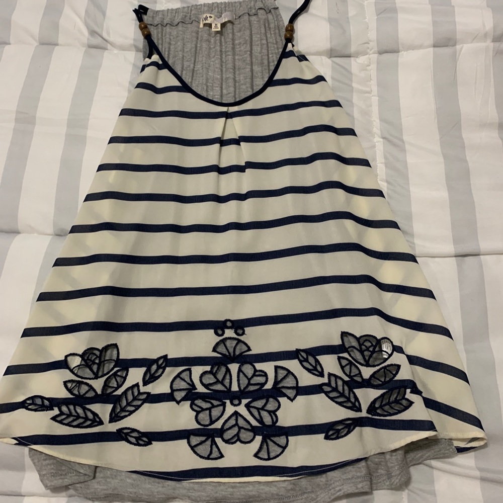 Striped tank with bead detailing